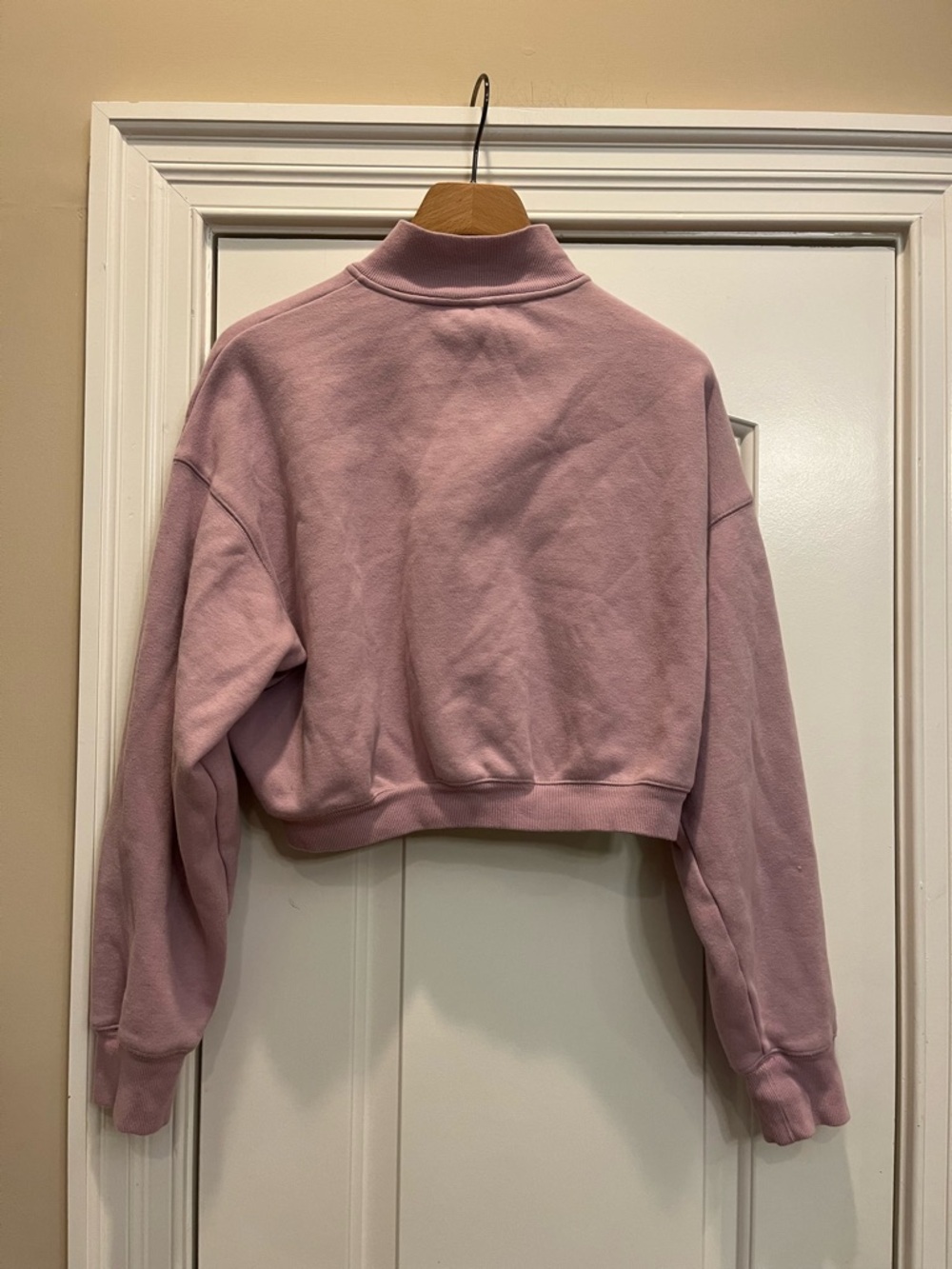 SKIMS Cotton Cropped Half-Zip Sweatshirt in Dusk - Picture 5 of 6